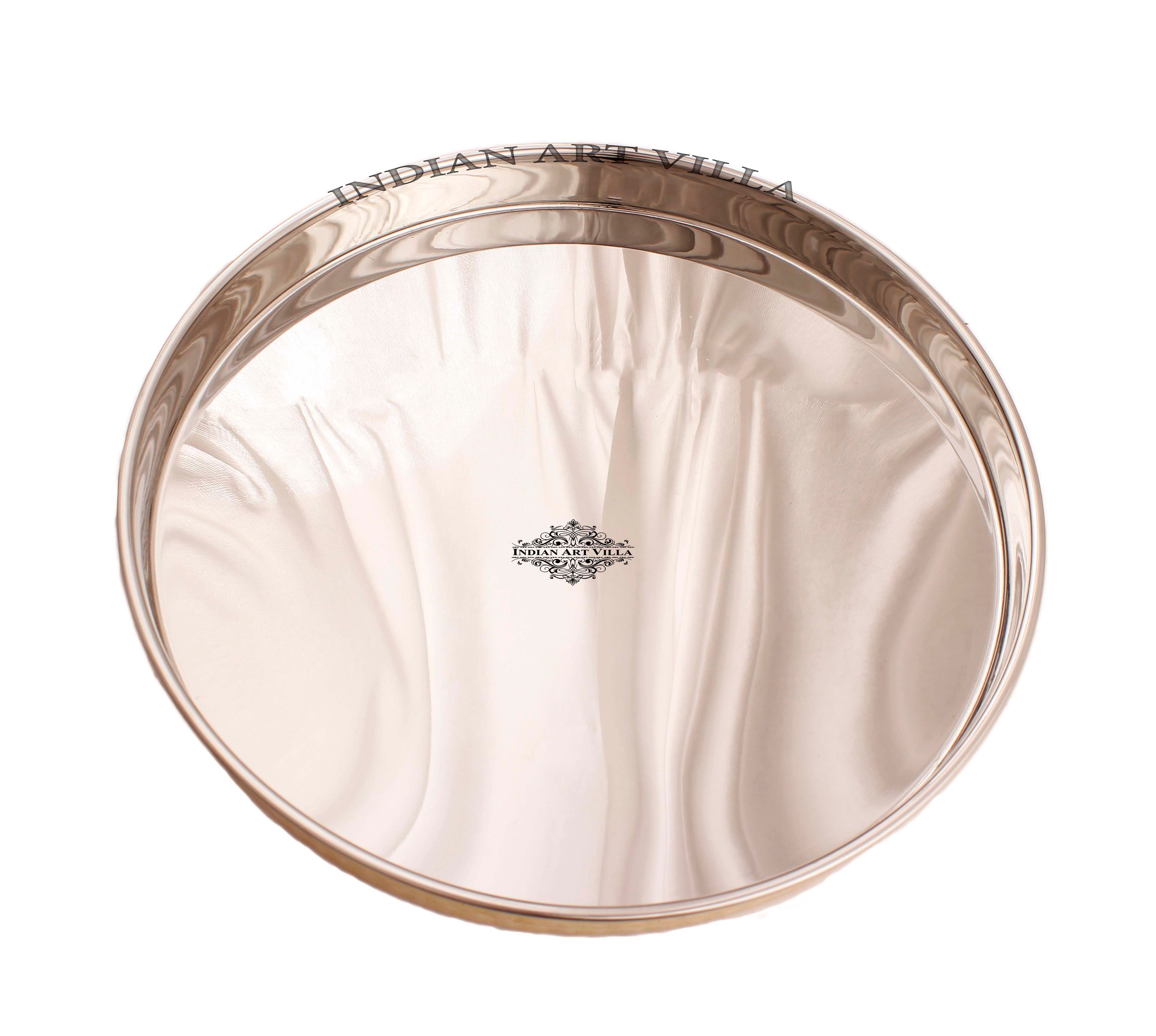 Pure Steel Brass Hammered Designer Plate, Thali, Serveware, Dinnerware - 34.04 cm